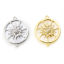 Picture of Shell & Brass Galaxy Connectors Multicolor Round Sun White Micro Pave Clear Cubic Zirconia 22mm x 18mm, 1 Piece