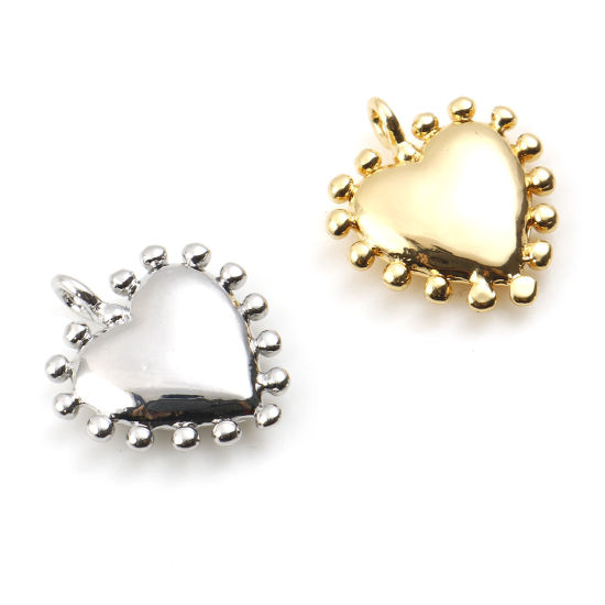 Immagine di Ottone San Valentino Charms Cuore Multicolore 14mm x 12mm, 2 Pz