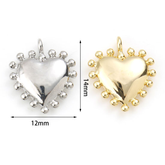 Immagine di Ottone San Valentino Charms Cuore Multicolore 14mm x 12mm, 2 Pz