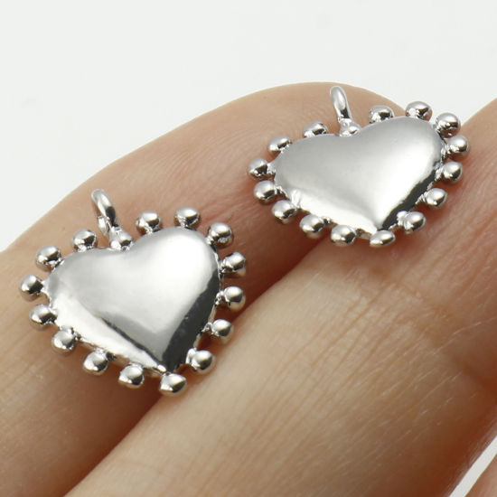 Immagine di Ottone San Valentino Charms Cuore Multicolore 14mm x 12mm, 2 Pz