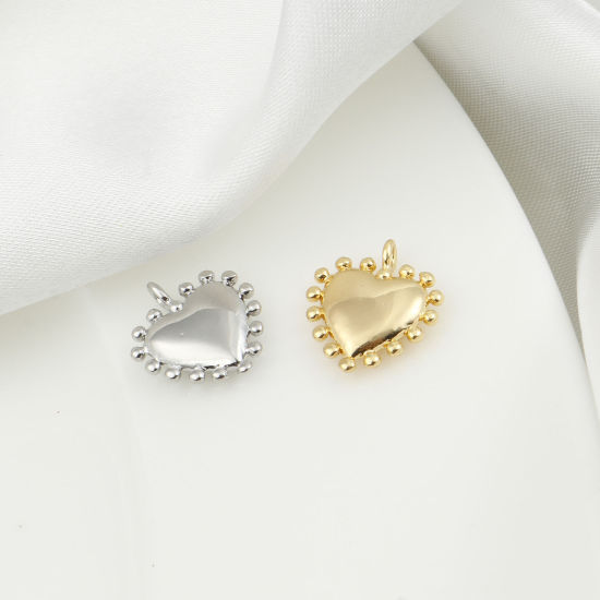 Immagine di Ottone San Valentino Charms Cuore Multicolore 14mm x 12mm, 2 Pz