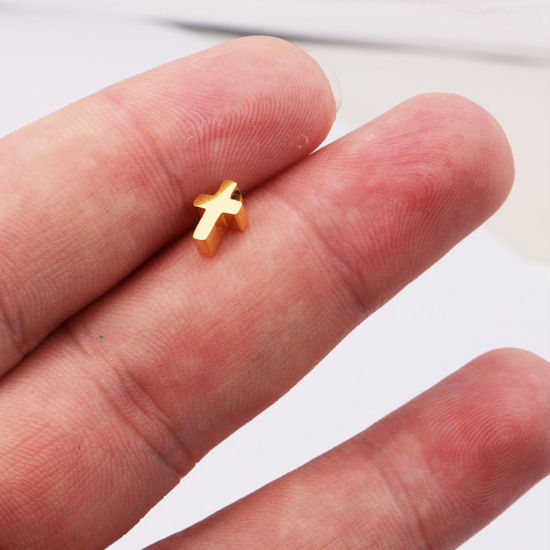 Bild von 304 Edelstahl Religiös Perlen Kreuz Bunt Poliert 8mm x 5mm, Loch: ca. 1.6mm, 5 Stück