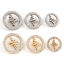 Picture of Zinc Based Alloy Medical Metal Sewing Shank Buttons Buttons Single Hole Round Multicolor Medical Heartbeat/ Electrocardiogram Carved White Rhinestone