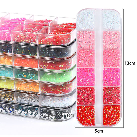 Image de Strass en Résine Décoration d'Art d'Ongle Bricolage Polyvalente Rond Multicolore Couleur AB 3mm - 2mm Dia, 1 Kit