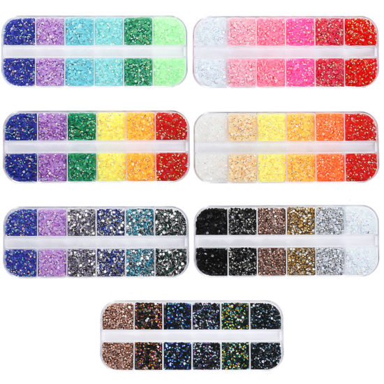 Image de Strass en Résine Décoration d'Art d'Ongle Bricolage Polyvalente Rond Multicolore Couleur AB 3mm - 2mm Dia, 1 Kit