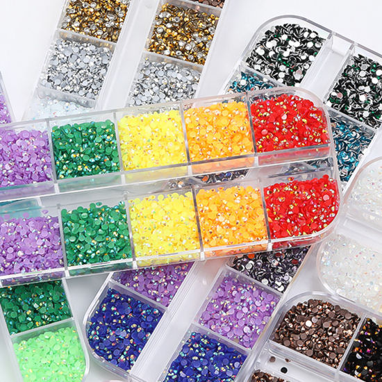 Image de Strass en Résine Décoration d'Art d'Ongle Bricolage Polyvalente Rond Multicolore Couleur AB 3mm - 2mm Dia, 1 Kit