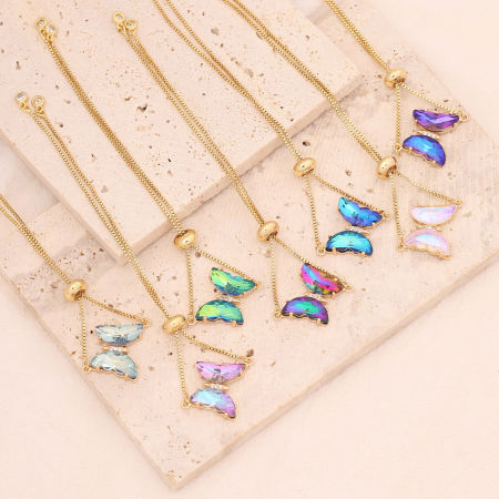 Brass Insect Adjustable Slider/ Slide Bolo Bracelets Gold Plated Butterfly Animal Multicolour Cubic Zirconia
