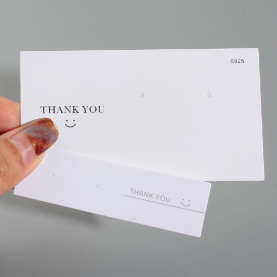 Изображение Бумага Ювелирные серьги Показать карту Прямоугольник Белый " THANK YOU" 50 Листов
