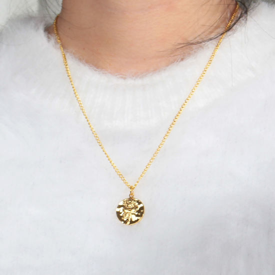 Изображение Нержавеющая Сталь Серия Молотока Серия Молотока Подвески Круглые Разноцветный Роза 21мм x 18мм, 1 ШТ