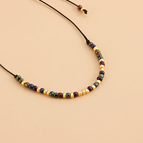 Immagine di Acrilato Stile Bohemien Bracciali Delicato bracciali delicate braccialetto in rilievo Oro Placcato Multicolore Tondo Regolabile 1 Pz
