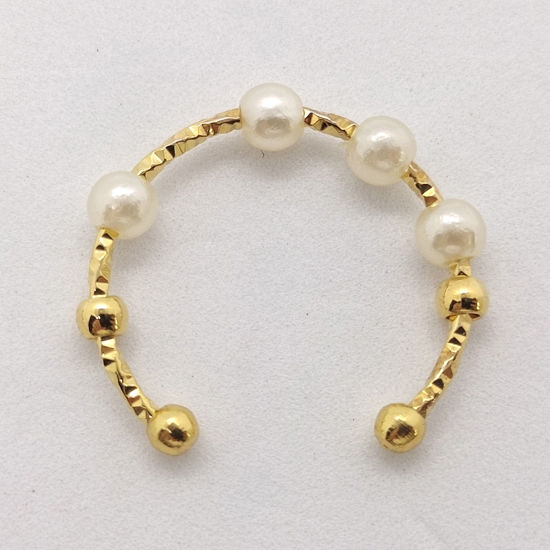 Bild von Kupfer Stress Entlastung Angst Fidget Spinner Offen Verstellbar Ring Bunt Weiß Perlen 1 Stück