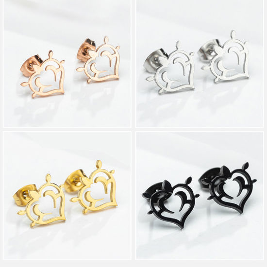 Picture of 304 Stainless Steel Geometry Series Ear Post Stud Earrings Multicolor