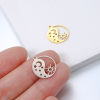 Picture of 304 Stainless Steel Galaxy Charms Multicolor Round Moon Hollow 17mm x 15mm