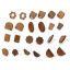 Picture of Natural Wood Geometry Series Ear Post Stud Earrings Findings Brown W/ Loop