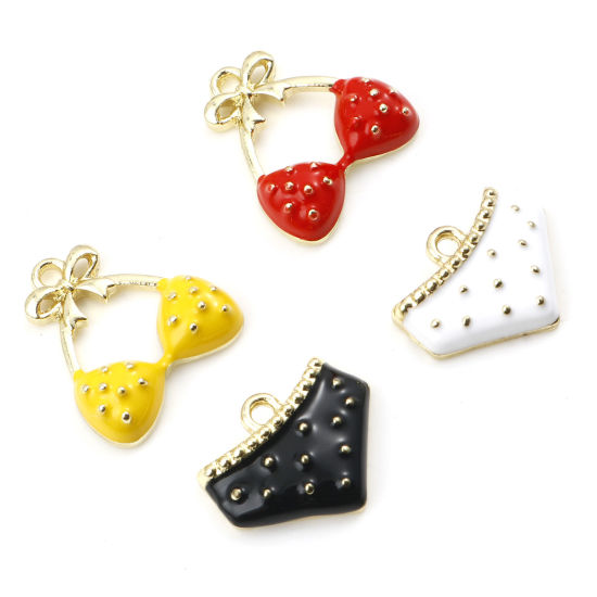 Immagine di Lega di Zinco Abiti Charms Costume da Bagno Oro Placcato Multicolore Smalto 10 Pz