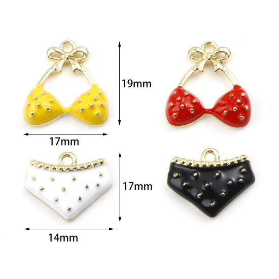 Immagine di Lega di Zinco Abiti Charms Costume da Bagno Oro Placcato Multicolore Smalto 10 Pz
