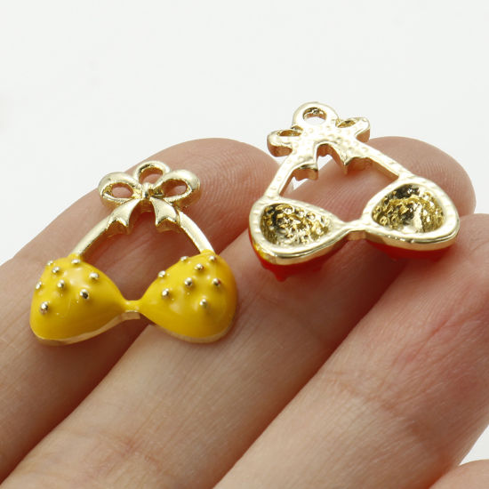 Immagine di Lega di Zinco Abiti Charms Costume da Bagno Oro Placcato Multicolore Smalto 10 Pz