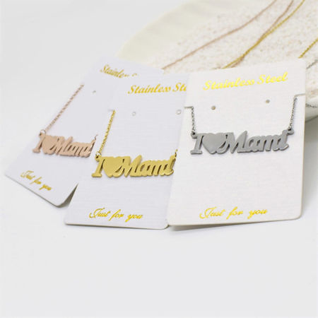 Picture of 304 Stainless Steel Mother's Day Necklace Multicolor Message " I Love Mom " 40cm(15 6/8") long