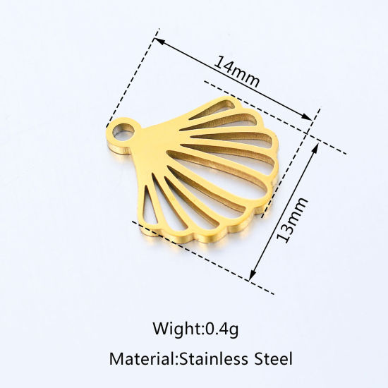 Imagen de 304 Acero Inoxidable Joyería del océano Colgantes Charms Concha Multicolor Hueco 14mm x 13mm, 5 Unidades