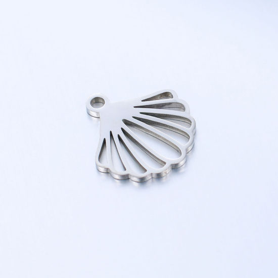Imagen de 304 Acero Inoxidable Joyería del océano Colgantes Charms Concha Multicolor Hueco 14mm x 13mm, 5 Unidades
