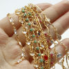Picture of Brass Cubic Zirconia Handmade Link Chain Findings Real Gold Plated Multicolor 1 M