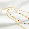Picture of Brass Cubic Zirconia Handmade Link Chain Findings Real Gold Plated Multicolor 1 M
