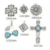 Picture of Zinc Based Alloy Boho Chic Bohemia Charms Antique Silver Color Green Blue With Resin Cabochons Imitation Turquoise