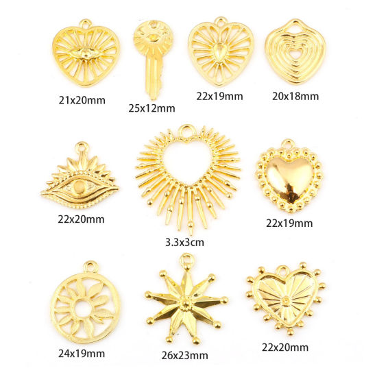 Picture of Zinc Based Alloy Charms Gold Plated Heart Key Hollow