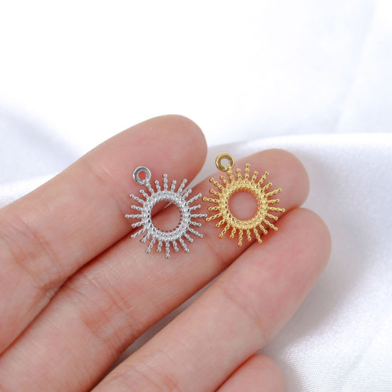 Picture of 304 Stainless Steel Charms Multicolor Sun Sunflower Hollow 18mm x 15mm