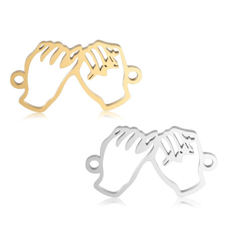 Image de Connecteurs en 304 Acier Inoxydable Meilleurs Amis Main Multicolore Pinky Promise Creux 22.5mm x 13mm, 1 Pièce