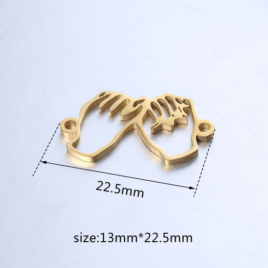 Imagen de 304 Acero Inoxidable Mejores Amigos Conectores Mano Multicolor Promesa de Meñique Hueco 22.5mm x 13mm, 1 Unidad