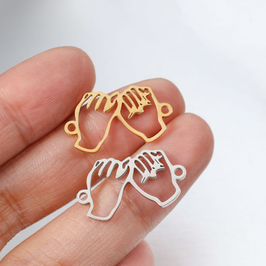 Imagen de 304 Acero Inoxidable Mejores Amigos Conectores Mano Multicolor Promesa de Meñique Hueco 22.5mm x 13mm, 1 Unidad