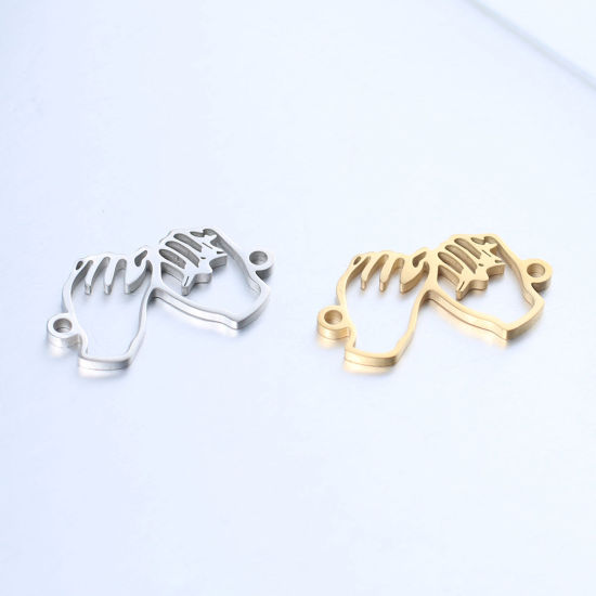 Imagen de 304 Acero Inoxidable Mejores Amigos Conectores Mano Multicolor Promesa de Meñique Hueco 22.5mm x 13mm, 1 Unidad