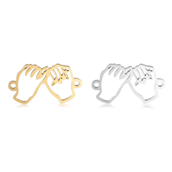 Imagen de 304 Acero Inoxidable Mejores Amigos Conectores Mano Multicolor Promesa de Meñique Hueco 22.5mm x 13mm, 1 Unidad