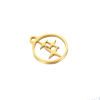 Picture of 304 Stainless Steel Weather Collection Charms Multicolor Round Four-pointed star Hollow 14mm x 12mm