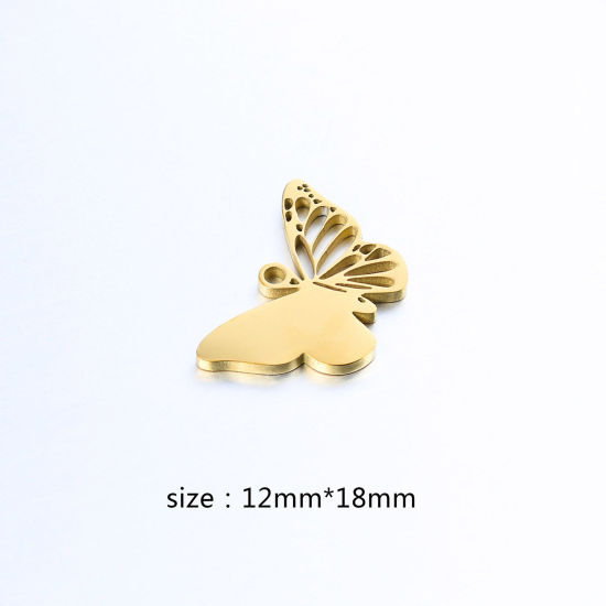 Picture of 304 Stainless Steel Insect Charms Multicolor Butterfly Animal 18mm x 12mm