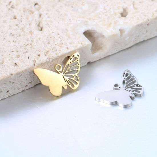 Picture of 304 Stainless Steel Insect Charms Multicolor Butterfly Animal 18mm x 12mm