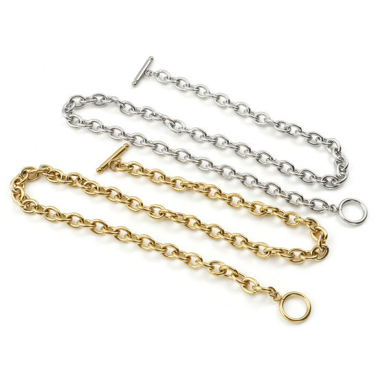 Immagine di Acciaio Inossidabile Cavo Catena Collana Multicolore 44cm Lunghezza, 1 Pz