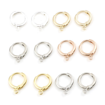 Ottone clip orecchio Multicolore Tondo W/ Loop 14mm x 12mm, Posta / Filo Dimensione: (20 misura), 6 Pz