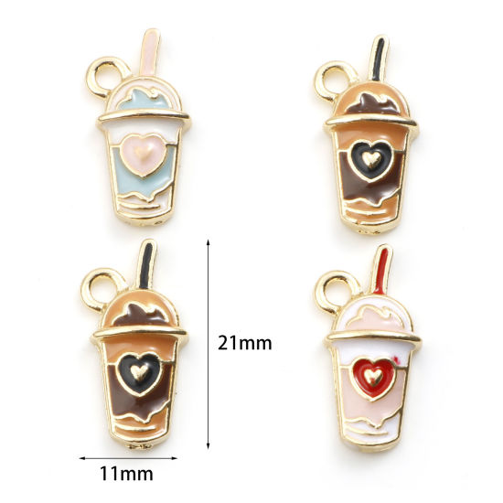 Picture of Zinc Based Alloy Charms Gold Plated Multicolor Cup Beverages Enamel