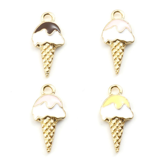 Picture of Zinc Based Alloy Charms Gold Plated Multicolor Ice Cream Enamel