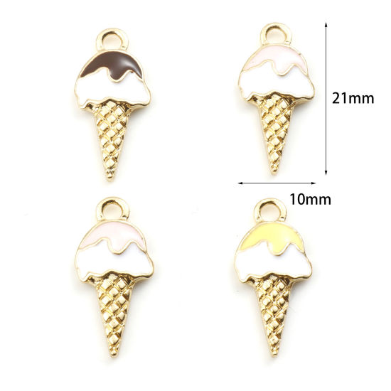 Picture of Zinc Based Alloy Charms Gold Plated Multicolor Ice Cream Enamel