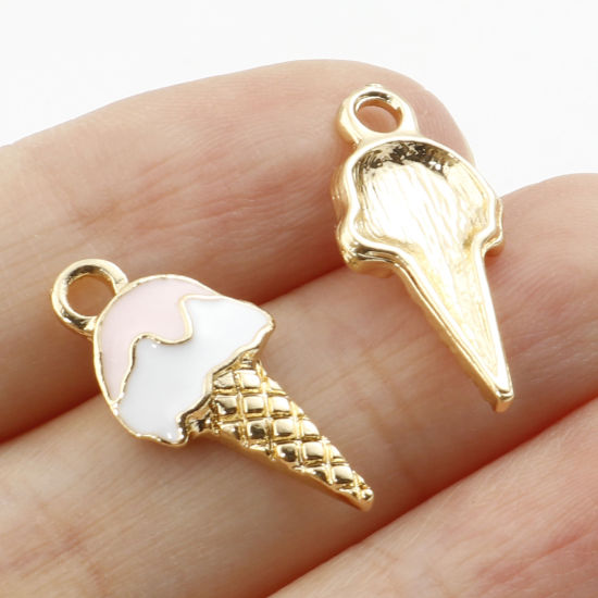 Picture of Zinc Based Alloy Charms Gold Plated Multicolor Ice Cream Enamel