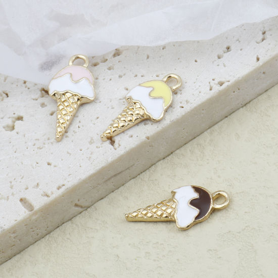 Picture of Zinc Based Alloy Charms Gold Plated Multicolor Ice Cream Enamel