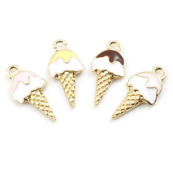 Picture of Zinc Based Alloy Charms Gold Plated Multicolor Ice Cream Enamel