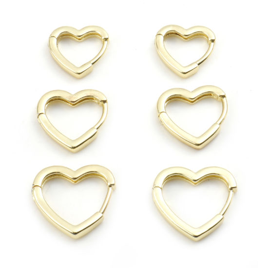 Bild von Messing Valentinstag Leverback Ohrringe 14K Gold plattiert Herz 1 Paar                                                                                                                                                                                        