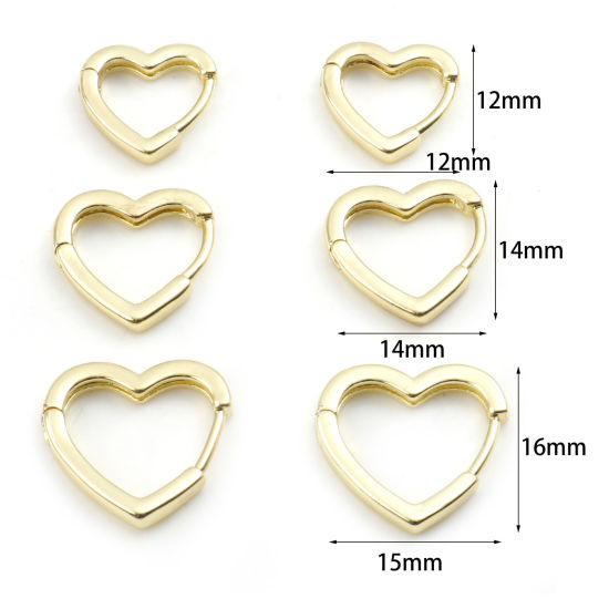 Bild von Messing Valentinstag Leverback Ohrringe 14K Gold plattiert Herz 1 Paar                                                                                                                                                                                        