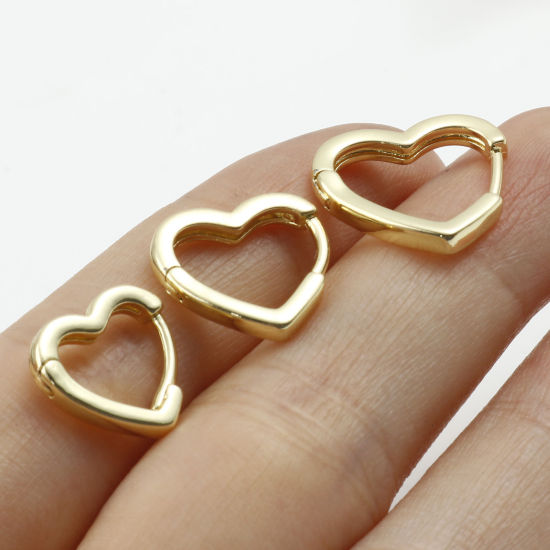 Bild von Messing Valentinstag Leverback Ohrringe 14K Gold plattiert Herz 1 Paar                                                                                                                                                                                        