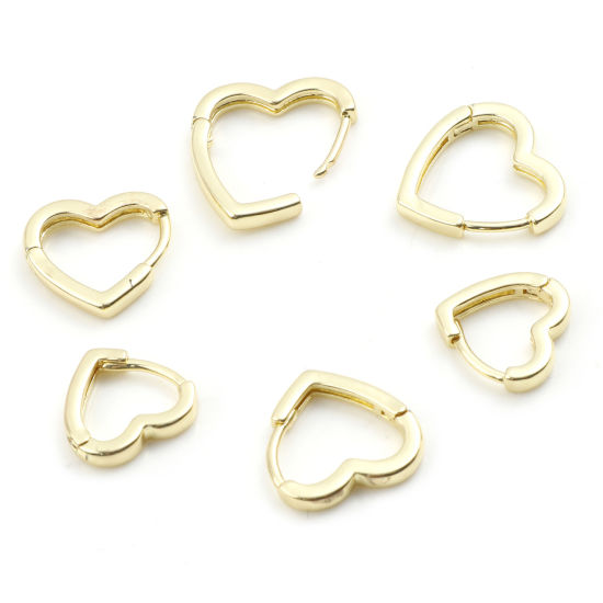 Bild von Messing Valentinstag Leverback Ohrringe 14K Gold plattiert Herz 1 Paar                                                                                                                                                                                        