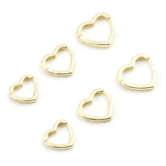 Bild von Messing Valentinstag Leverback Ohrringe 14K Gold plattiert Herz 1 Paar                                                                                                                                                                                        